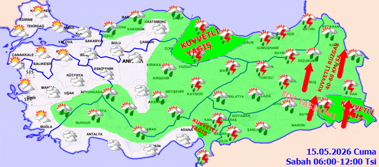 HAVA DURUMU 15 MAYIS CUMA METEOROLOJİ UYARDI: Bugün Hava Nasıl Olacak Ankara, Tokat, Düzce ve Sakarya İçin Kritik Uyarı...