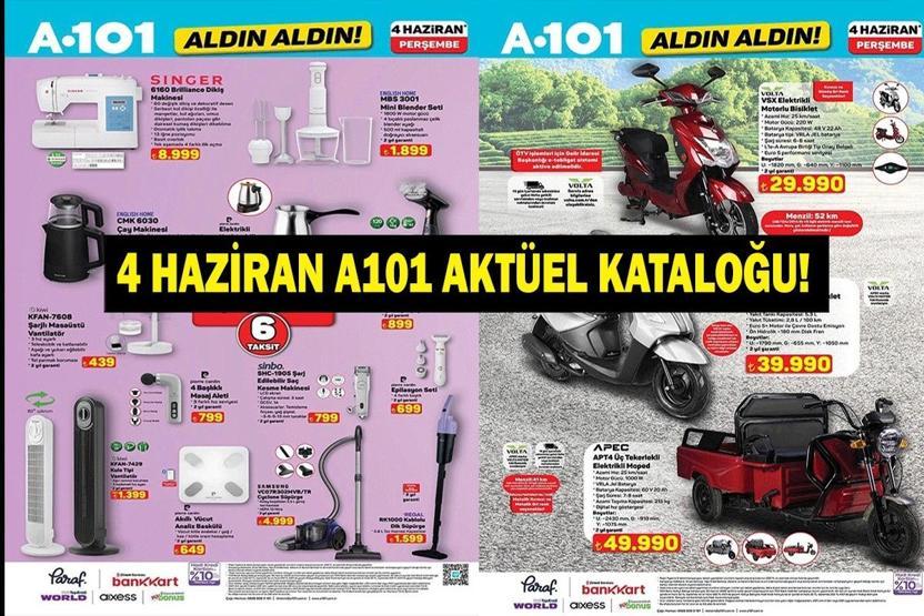 A101 4 HAZİRAN 2026 KATALOĞU YAYINDA: Bu Hafta Neler İndirimde Televizyon, Motosiklet ve Daha Fazlası İşte 4 Haziran A101 Aktüel Ürünler Listesi