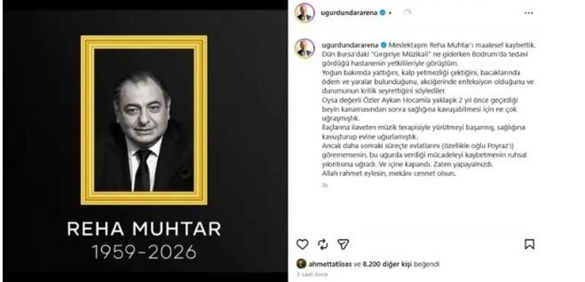 Reha Muhtar vefatıyla sanat camiasında üzüntü yarattı: “Hastalığını kabul etmedi, doktora gitmedi”
