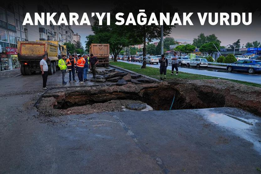 ANKARAYI SEL ALDI | Yol çöktü, alt geçitler göle döndü