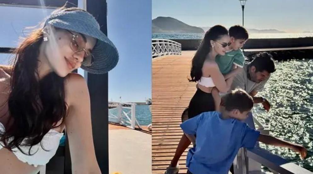 Özçivit Ailesi tatilde Fahriye Evcen’den mutluluk dolu aile pozları