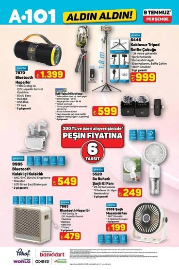 A101 AKTÜEL KATALOG 9 TEMMUZ 2026 YAYINLANDI: A101 Aldın Aldın 9 Temmuz Kataloğunda Yok Yok Kamp Ürünleri, Elektronik Ürünler, Çay Makinesi, Vantilatör, Termos ve Daha Fazlası...