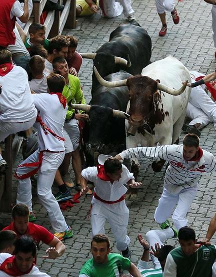 San Ferminde boğalar sokaklara salındı