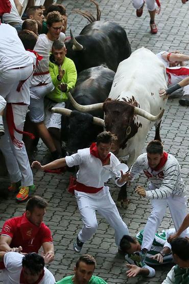 San Ferminde boğalar sokaklara salındı