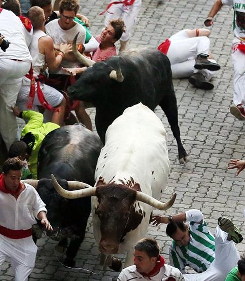 San Ferminde boğalar sokaklara salındı