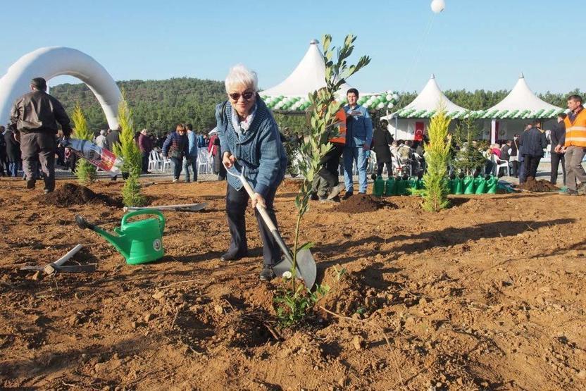 Haluk Levent ve Bakan Eroğlu şarkı söyleyerek fidan dikti