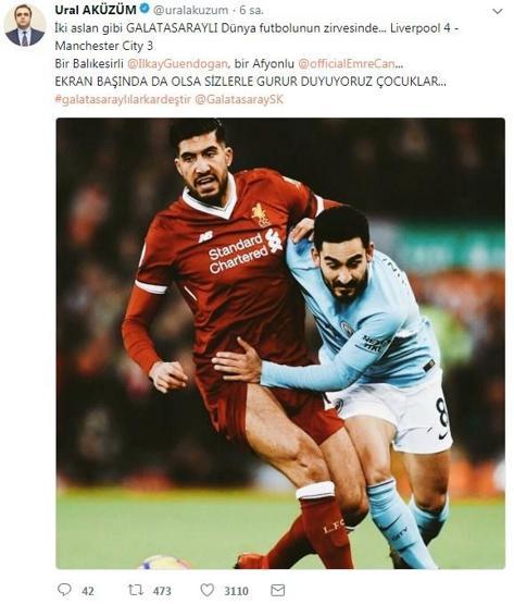 Galatasaray Yönetim Kurulu Üyesi Ural Aküzümden Twitterdan Arda Turana gönderme