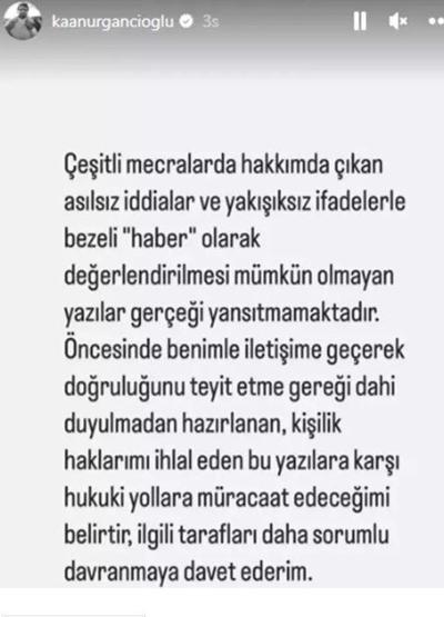 Kaan Urgancıoğlu isyan etti: Asılsız iddialar, yakışıksız ifadeler
