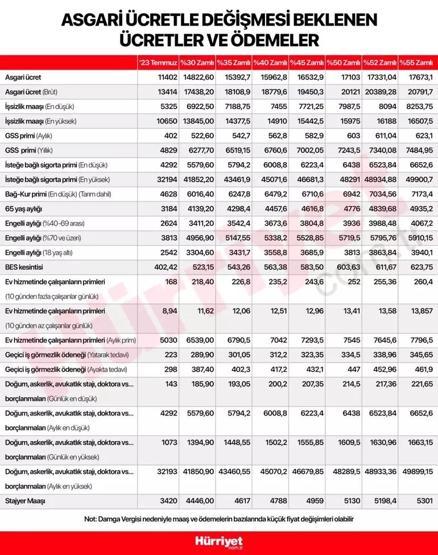 İşsizlik maaşı, kıdem tazminatı, staj ücreti, doğum-askerlik borçlanması, 65 yaş aylığı, engelli aylığı, primler, kesintiler... Yeni asgari ücretle her şey değişecek