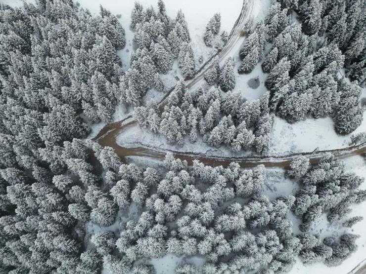 Giresun yaylalarından kartpostallık kar manzaraları