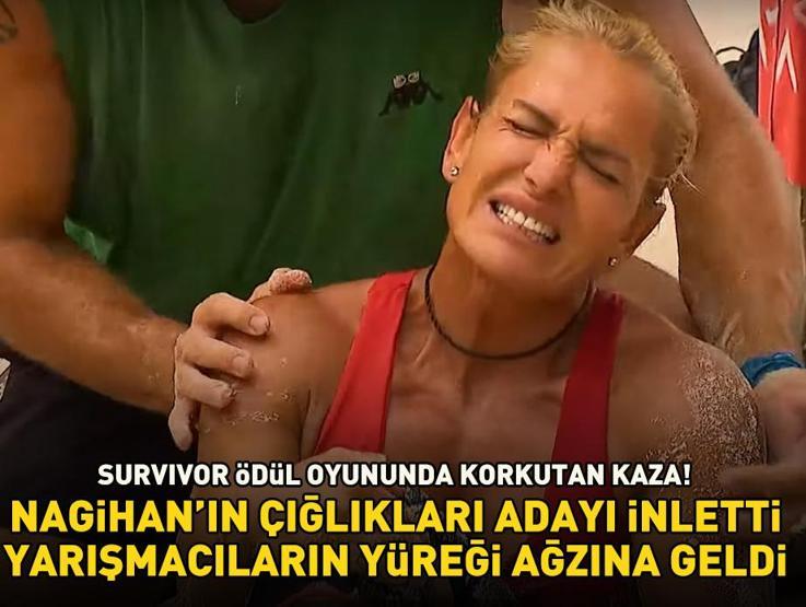 Survivor ödül oyununda korkutan kaza Nagihan’ın çığlıkları adayı inletti, yarışmacıların yüreği ağzına geldi