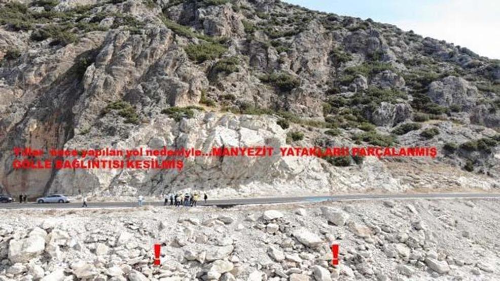 Salda Gölündeki yola asfalt tepkisi
