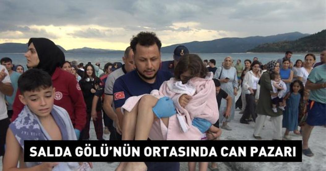 Salda Gölünün ortasında can pazarı Küçük kızı ölümün kıyısından kurtardılar