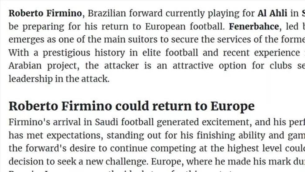 Dünyaca ünlü futbolcu Süper Lige doğru Devre arasında Roberto Firmino bombası...
