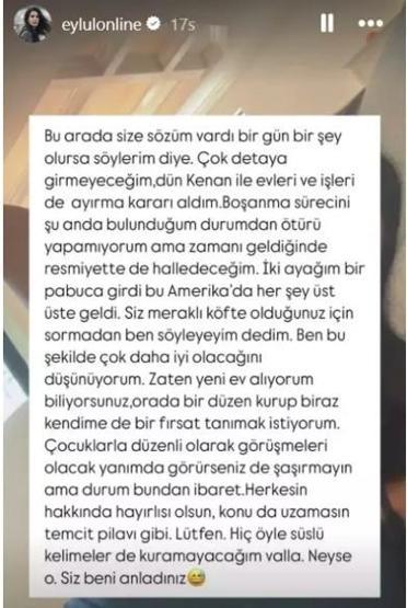 Eylül Öztürk ile 7 yıllık eşi Barış Kenan Özkan boşanıyor SOSYAL MEDYADAN AÇIKLADILAR