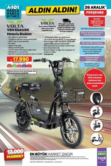 26 Aralık A101 Aktüel Ürünler: A101e Elektrikli Motorlu Bisiklet Geliyor