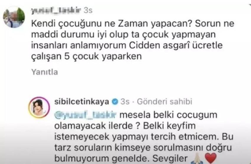 Sibil Çetinkayadan takipçisine: Belki çocuğum olmayacak ileride