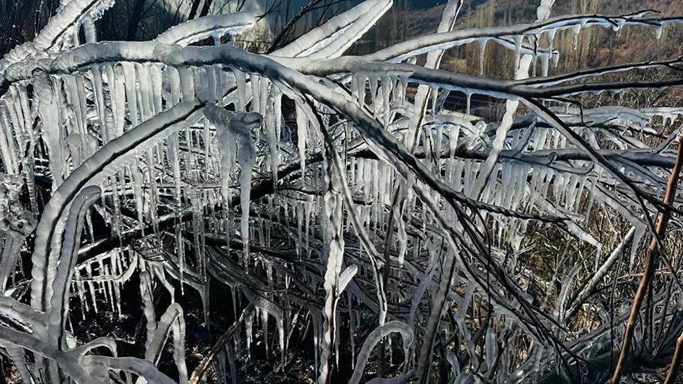 Bir şehir dondu... Ağaçlarda buz sarkıtları oluştu