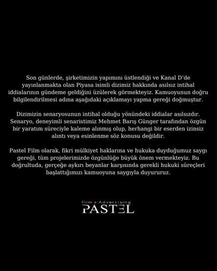 Piyasa dizisinin yapım şirketi Pastel Film’den iddialara yanıt