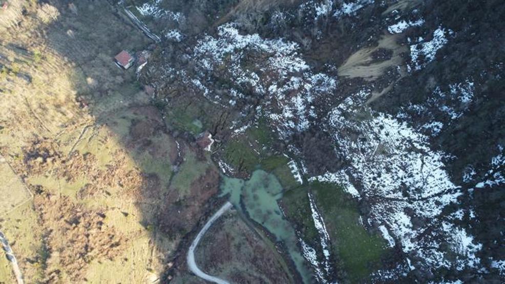 Sinopta devasa gölet oluştu: Heyelan bölgesi böyle görüntülendi