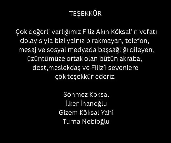 Sessiz sedasız defnedilmişti Yeşilçamın Dört Yapraklı Yoncası Filiz Akının ailesinden teşekkür mesajı