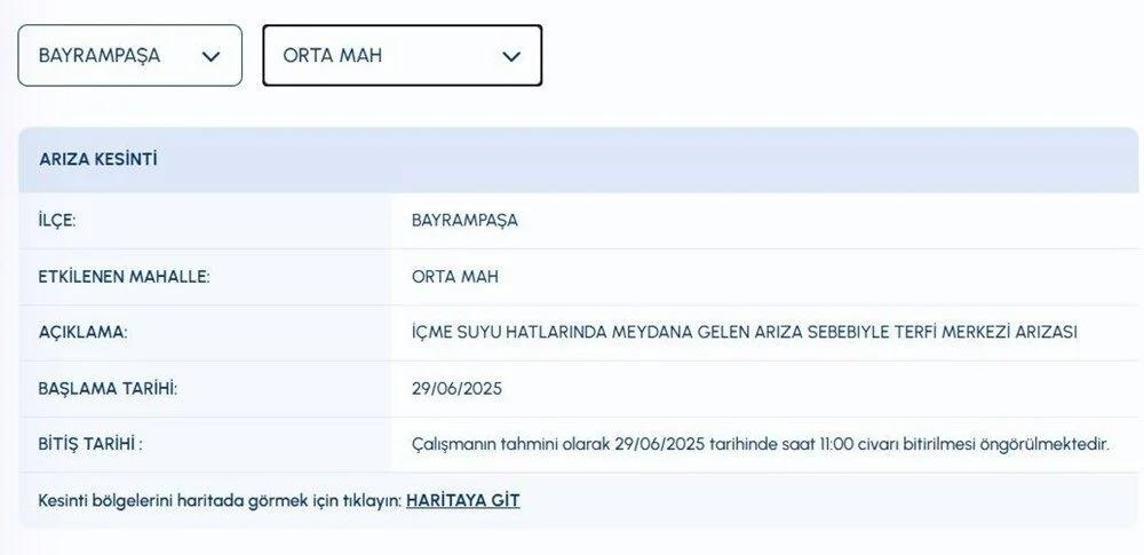 3 İLÇEDE BÜYÜK SU KESİNTİSİ: İstanbulda Sular Ne Zaman Gelecek Bayrampaşa, Fatih, Güngören İSKİ Su Kesintisi Ne Zaman Bitecek iski.istanbul İlçe İlçe İSKİ Su Kesintisi Sorgulama