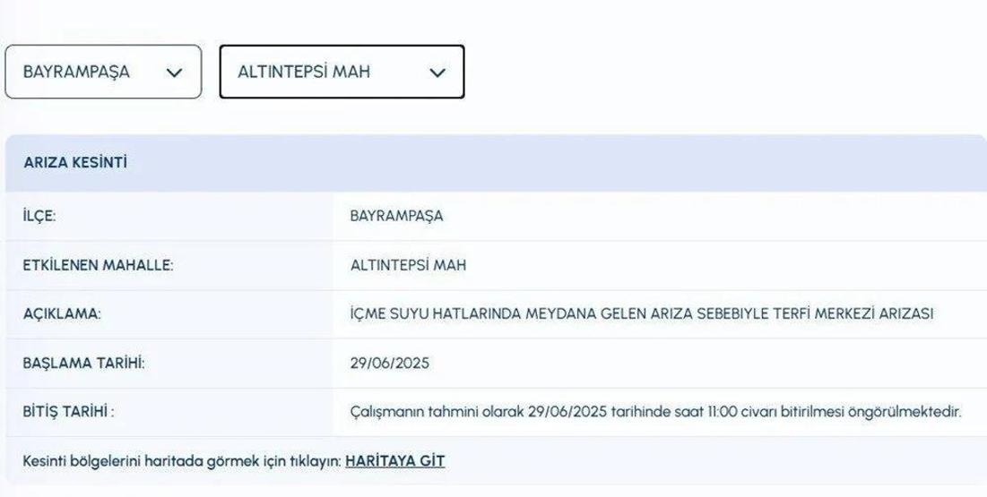 3 İLÇEDE BÜYÜK SU KESİNTİSİ: İstanbulda Sular Ne Zaman Gelecek Bayrampaşa, Fatih, Güngören İSKİ Su Kesintisi Ne Zaman Bitecek iski.istanbul İlçe İlçe İSKİ Su Kesintisi Sorgulama