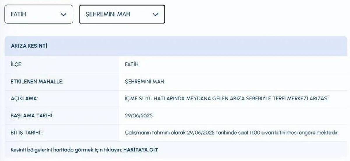 3 İLÇEDE BÜYÜK SU KESİNTİSİ: İstanbulda Sular Ne Zaman Gelecek Bayrampaşa, Fatih, Güngören İSKİ Su Kesintisi Ne Zaman Bitecek iski.istanbul İlçe İlçe İSKİ Su Kesintisi Sorgulama