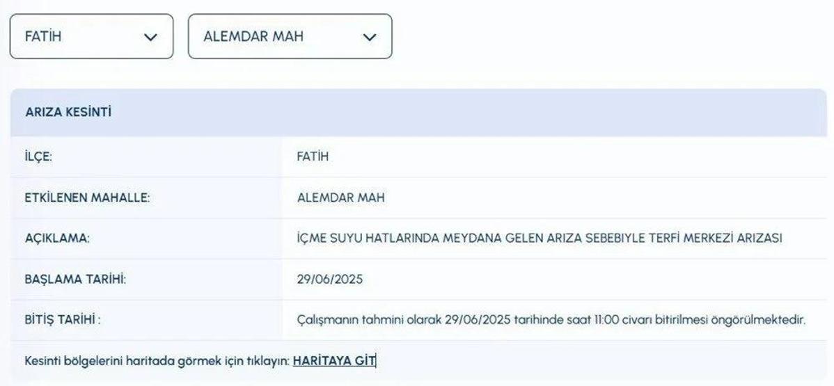 3 İLÇEDE BÜYÜK SU KESİNTİSİ: İstanbulda Sular Ne Zaman Gelecek Bayrampaşa, Fatih, Güngören İSKİ Su Kesintisi Ne Zaman Bitecek iski.istanbul İlçe İlçe İSKİ Su Kesintisi Sorgulama