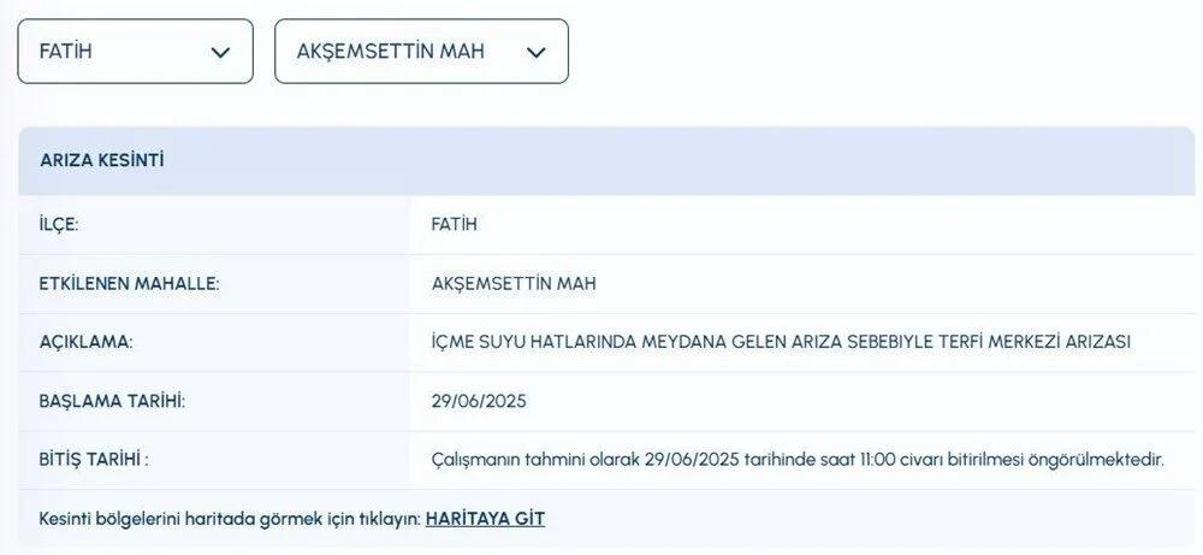 3 İLÇEDE BÜYÜK SU KESİNTİSİ: İstanbulda Sular Ne Zaman Gelecek Bayrampaşa, Fatih, Güngören İSKİ Su Kesintisi Ne Zaman Bitecek iski.istanbul İlçe İlçe İSKİ Su Kesintisi Sorgulama