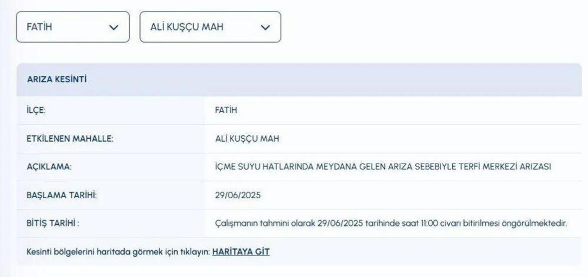 3 İLÇEDE BÜYÜK SU KESİNTİSİ: İstanbulda Sular Ne Zaman Gelecek Bayrampaşa, Fatih, Güngören İSKİ Su Kesintisi Ne Zaman Bitecek iski.istanbul İlçe İlçe İSKİ Su Kesintisi Sorgulama