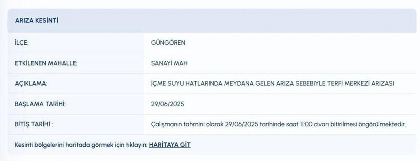 3 İLÇEDE BÜYÜK SU KESİNTİSİ: İstanbulda Sular Ne Zaman Gelecek Bayrampaşa, Fatih, Güngören İSKİ Su Kesintisi Ne Zaman Bitecek iski.istanbul İlçe İlçe İSKİ Su Kesintisi Sorgulama