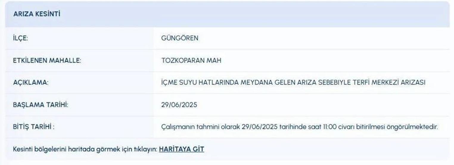 3 İLÇEDE BÜYÜK SU KESİNTİSİ: İstanbulda Sular Ne Zaman Gelecek Bayrampaşa, Fatih, Güngören İSKİ Su Kesintisi Ne Zaman Bitecek iski.istanbul İlçe İlçe İSKİ Su Kesintisi Sorgulama