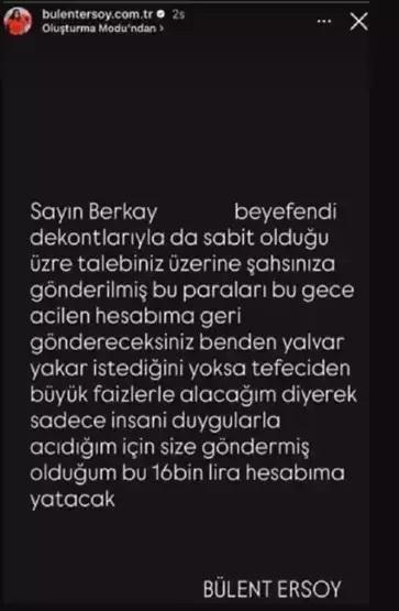 Diva Bülent Ersoy’dan şaşırtan hareket 16 bin TLlik borcunu alamayınca tepki göstermişti Ankara’dan özel olarak dönerci getirtti