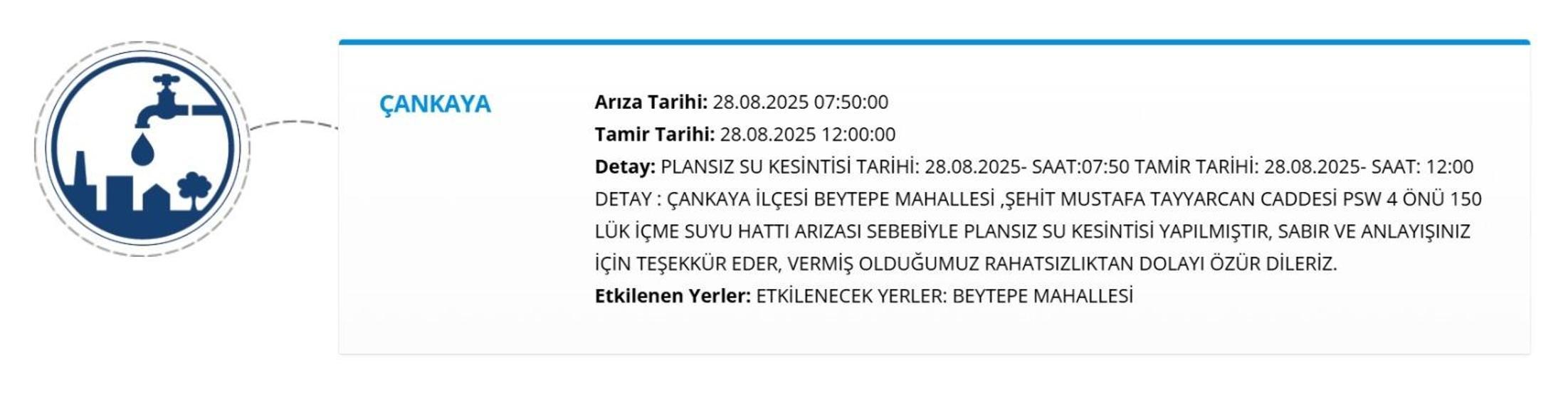 ASKİ ANKARA SU KESİNTİSİ: Ankarada Sular Ne Zaman Gelecek 28 Ağustos ASKİ Ankara Su Kesintisi Sorgulama