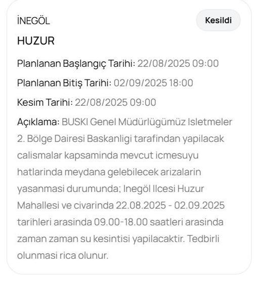 BUSKİ BURSA SU KESİNTİSİ: Bursada Sular Ne Zaman Gelecek 3 Eylül Bursa Su Kesintisi Ne Zaman Bitecek