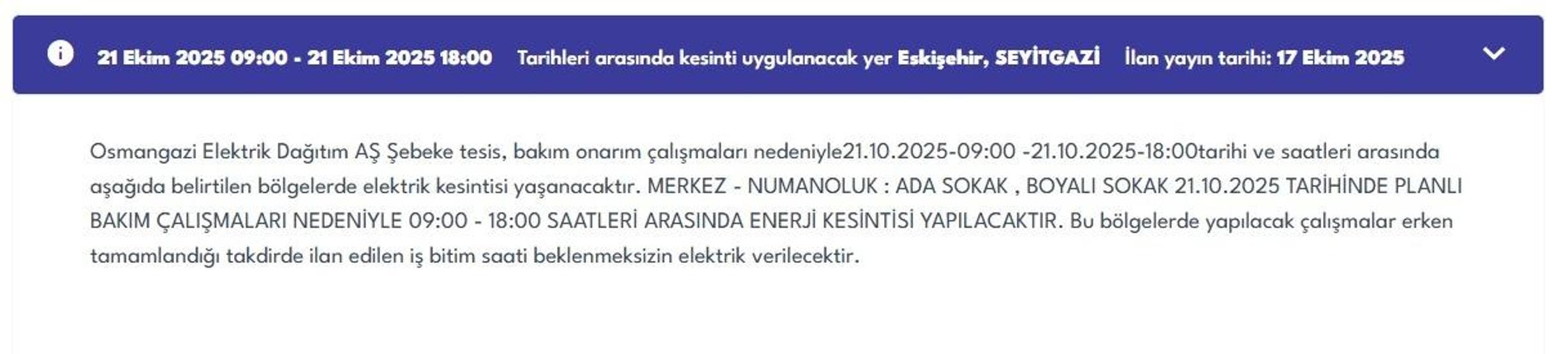 OEDAŞ ESKİŞEHİR ELEKTRİK KESİNTİSİ: Hangi Mahalleler Etkilendi Eskişehir Elektrik Kesintisi Ne Zaman Bitecek