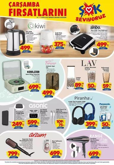 5 KASIM 2025 ŞOK AKTÜEL ÜRÜNLER KATALOĞU ŞOKta bu hafta neler var Saç maşası 899 TL, çamaşır kurutma makinesi 24.799 TL