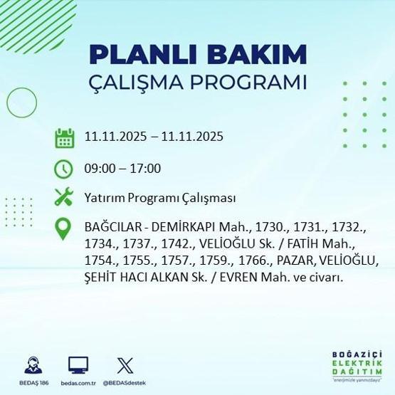 11 KASIM İSTANBUL ELEKTRİK KESİNTİSİ: BEDAŞ Duyurdu İstanbulda Büyük Elektrik Kesintisi İstanbulda Elektrikler Ne Zaman Gelecek, Hangi İlçeler Etkilenecek