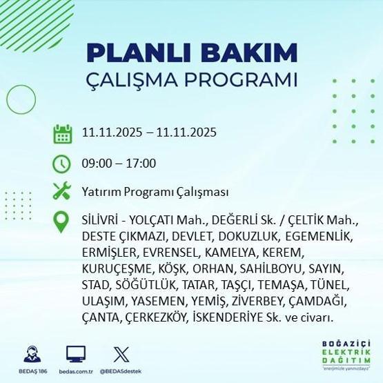 11 KASIM İSTANBUL ELEKTRİK KESİNTİSİ: BEDAŞ Duyurdu İstanbulda Büyük Elektrik Kesintisi İstanbulda Elektrikler Ne Zaman Gelecek, Hangi İlçeler Etkilenecek