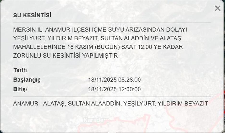 MESKİ MERSİN SU KESİNTİSİ 18 KASIM: Mersinde Sular Ne Zaman Gelecek Mersin Su Kesintisi Ne Zaman Bitecek