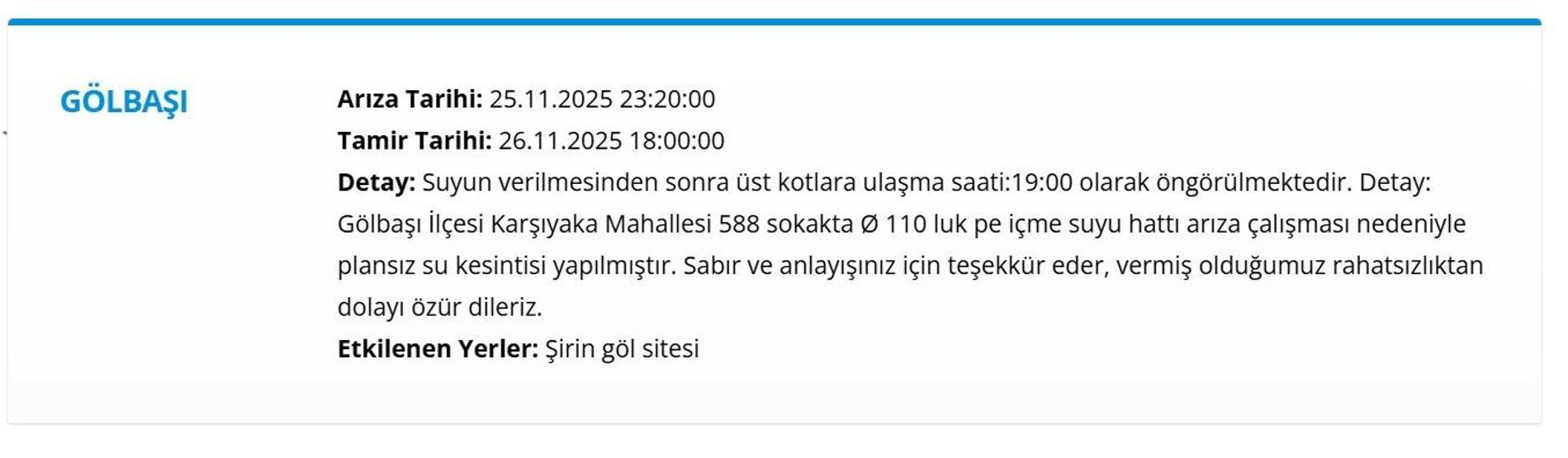 26 KASIM ANKARA SU KESİNTİSİ: ASKİ Ankara Su Kesintisi Ne Zaman Bitecek, Sular Ne Zaman Gelecek