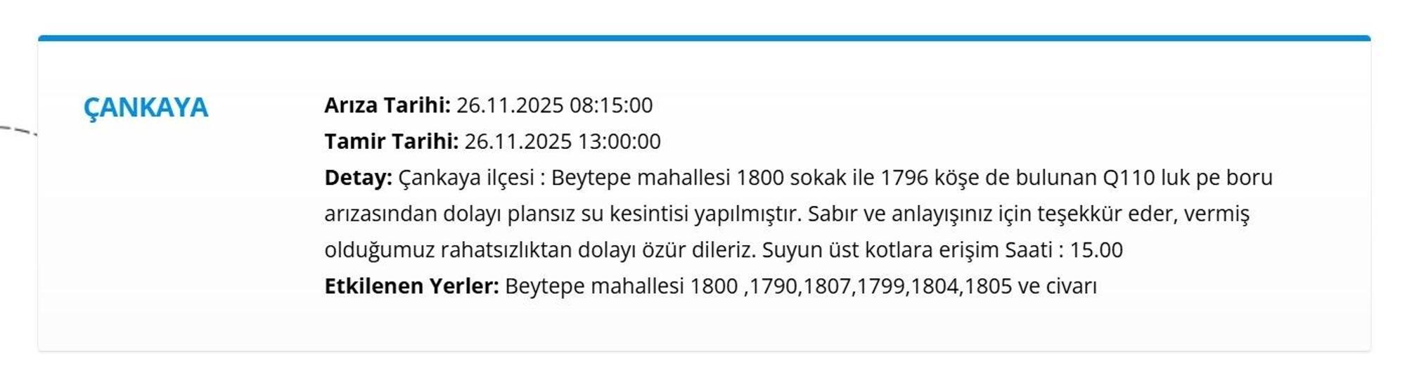 26 KASIM ANKARA SU KESİNTİSİ: ASKİ Ankara Su Kesintisi Ne Zaman Bitecek, Sular Ne Zaman Gelecek