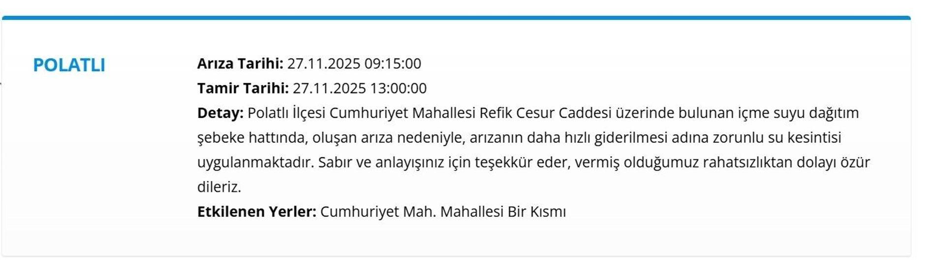 27 KASIM ANKARA ASKİ SU KESİNTİSİ: ASKİ Ankara Su Kesintisi Ne Zaman Bitecek, Sular Ne Zaman Gelecek
