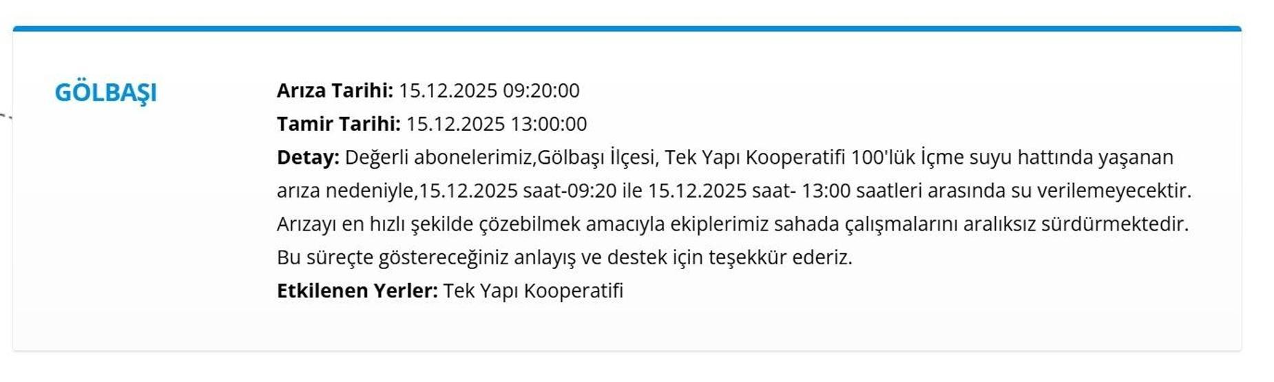 15 ARALIK ASKİ ANKARA SU KESİNTİSİ Ankara Su Kesintisi Hangi İlçelerde, Saat Kaçta Olacak Mamak’tan Etimesgut’a Detaylı Liste...