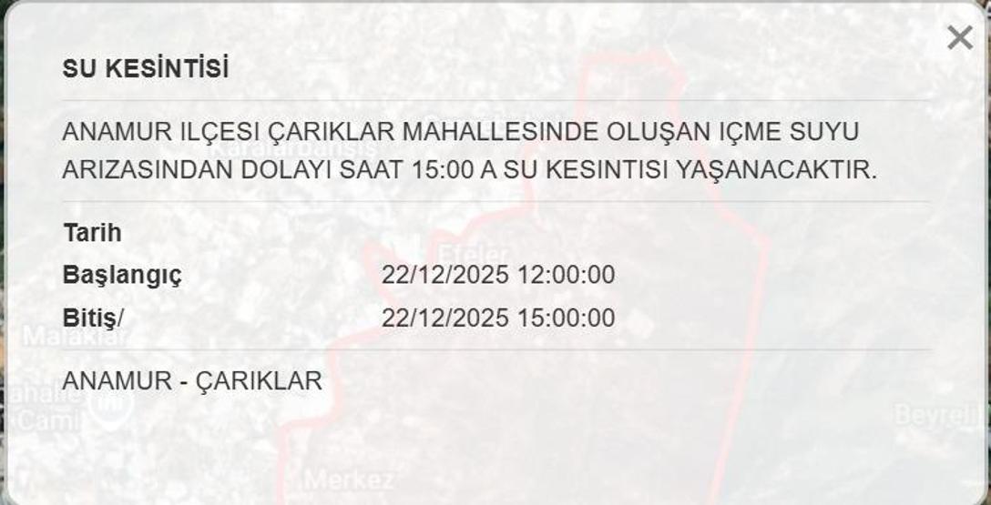 MESKİ 22 ARALIK MERSİN SU KESİNTİSİ: Mersinde Sular Ne Zaman Gelecek MESKİ Mersin Su Kesintisi Ne Zaman Bitecek