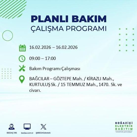 16 ŞUBAT İSTANBUL ELEKTRİK KESİNTİSİ BEDAŞ: İstanbulda Elektrikler Ne Zaman Gelecek 23 İlçede Saatler Süren Kesinti Yaşanacak