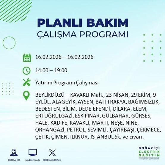 16 ŞUBAT İSTANBUL ELEKTRİK KESİNTİSİ BEDAŞ: İstanbulda Elektrikler Ne Zaman Gelecek 23 İlçede Saatler Süren Kesinti Yaşanacak