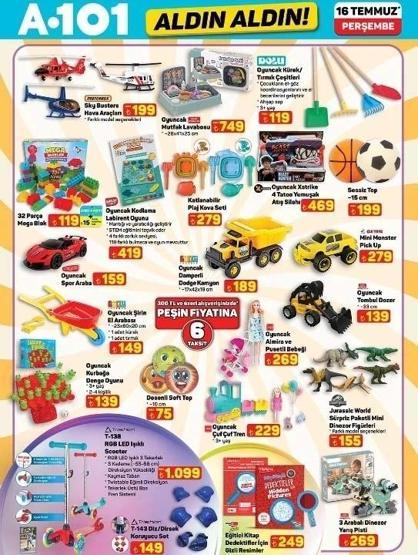 A101 KATALOG 16 TEMMUZ 2026: A101 Aldın Aldın afişinde yeni indirimler neler A101 broşürü ile elektrikli araç, overlok makinesi, derin dondurucu, akıllı kamera, gölgelikli salıncak...
