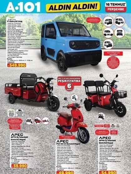 A101 KATALOG 16 TEMMUZ 2026: A101 Aldın Aldın afişinde yeni indirimler neler A101 broşürü ile elektrikli araç, overlok makinesi, derin dondurucu, akıllı kamera, gölgelikli salıncak...